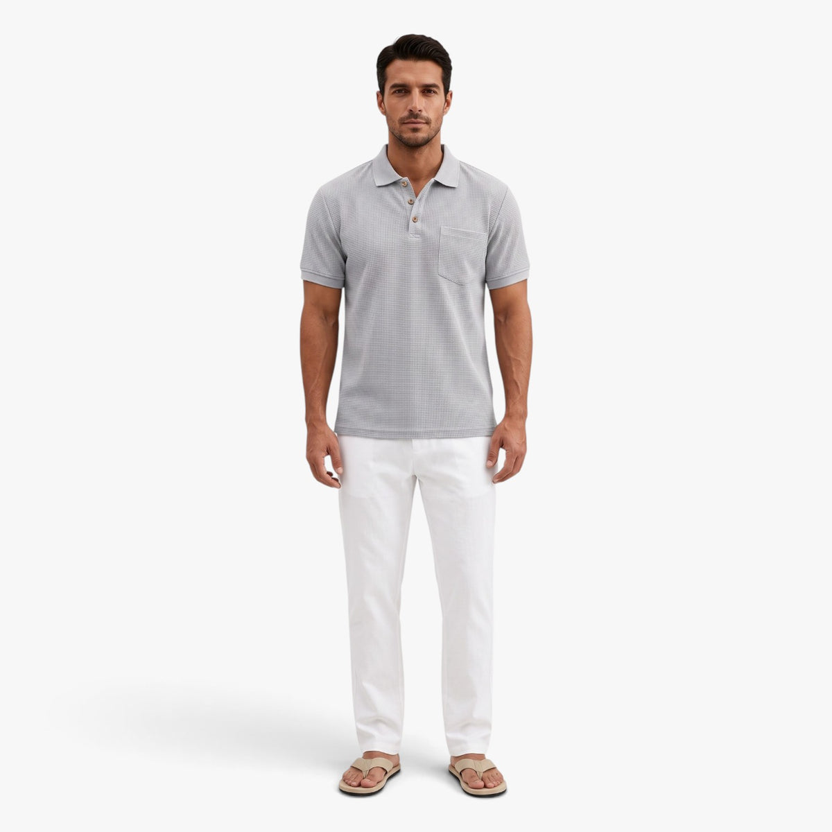 Old Fortune | Men’s Waffle Polo Shirt with Pocket