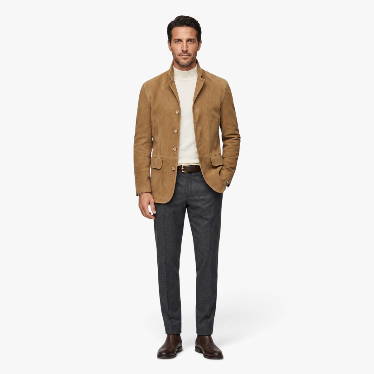 Old Fortune | Herrenjacke mit Wildlederbesatz