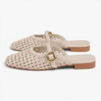 Old Fortune | Damen Geflochtene Ballerina-Mules mit Metallverschluss