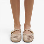 Old Fortune | Damen Geflochtene Ballerina-Mules mit Metallverschluss