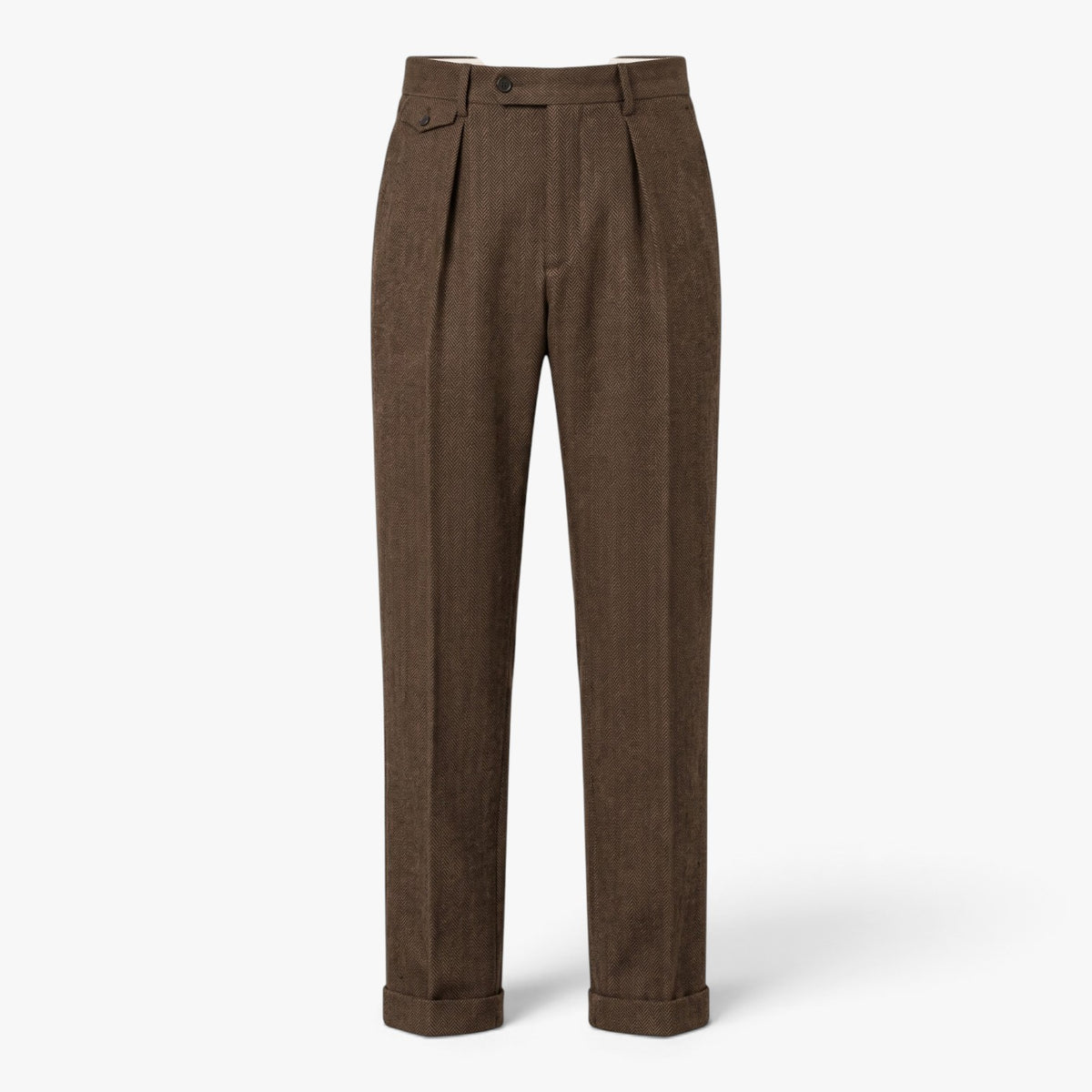 Old Fortune | Men's Herringbone Pleated Trousers