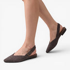Old Fortune | Damskie Zamszowe Czółenka Slingback ze Szpiczastym Noskiem
