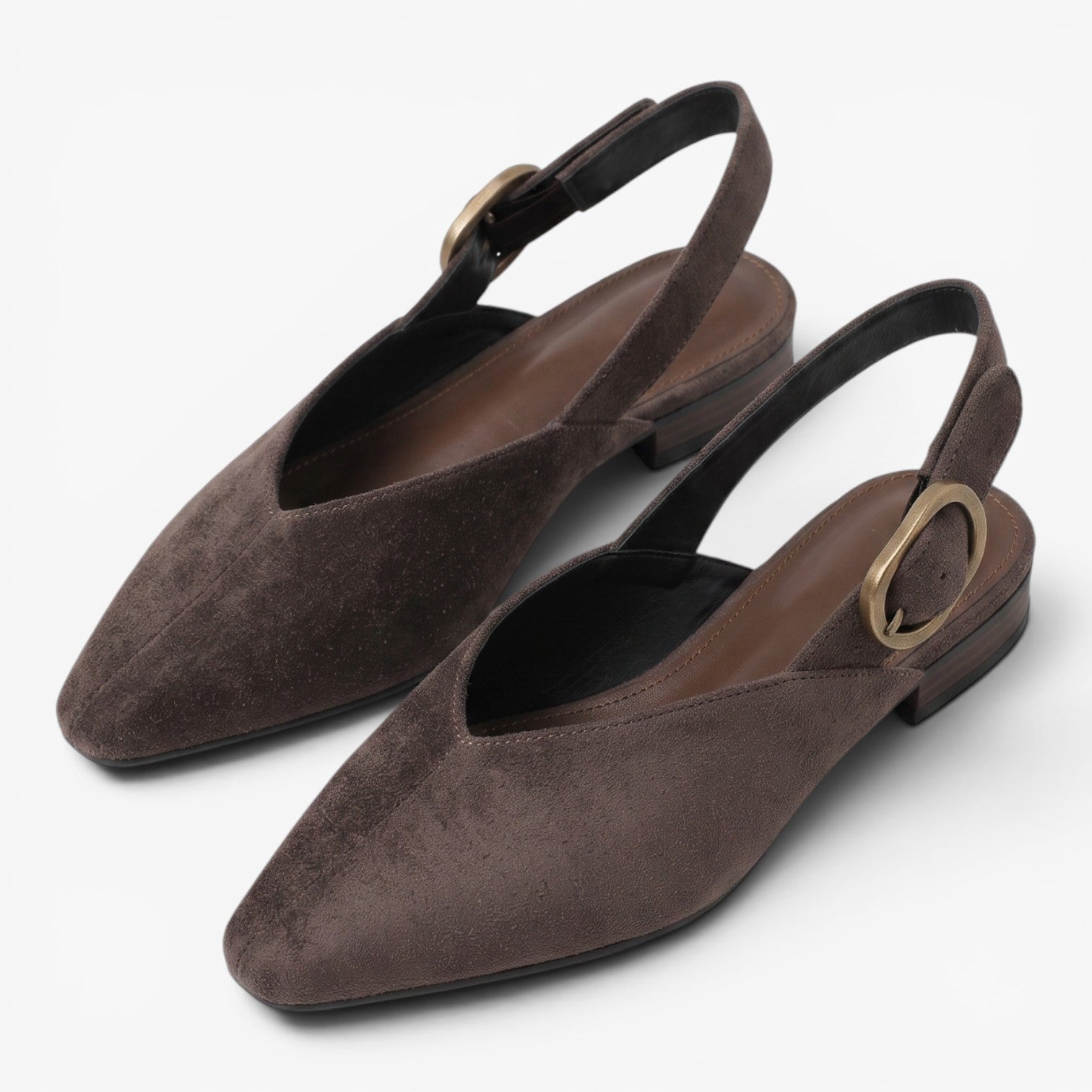 Old Fortune | Damskie Zamszowe Czółenka Slingback ze Szpiczastym Noskiem