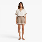 Old Fortune | Dames zomerset met V-hals top en shorts  