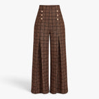 Old Fortune | Women's high-waisted plaid palazzo pants