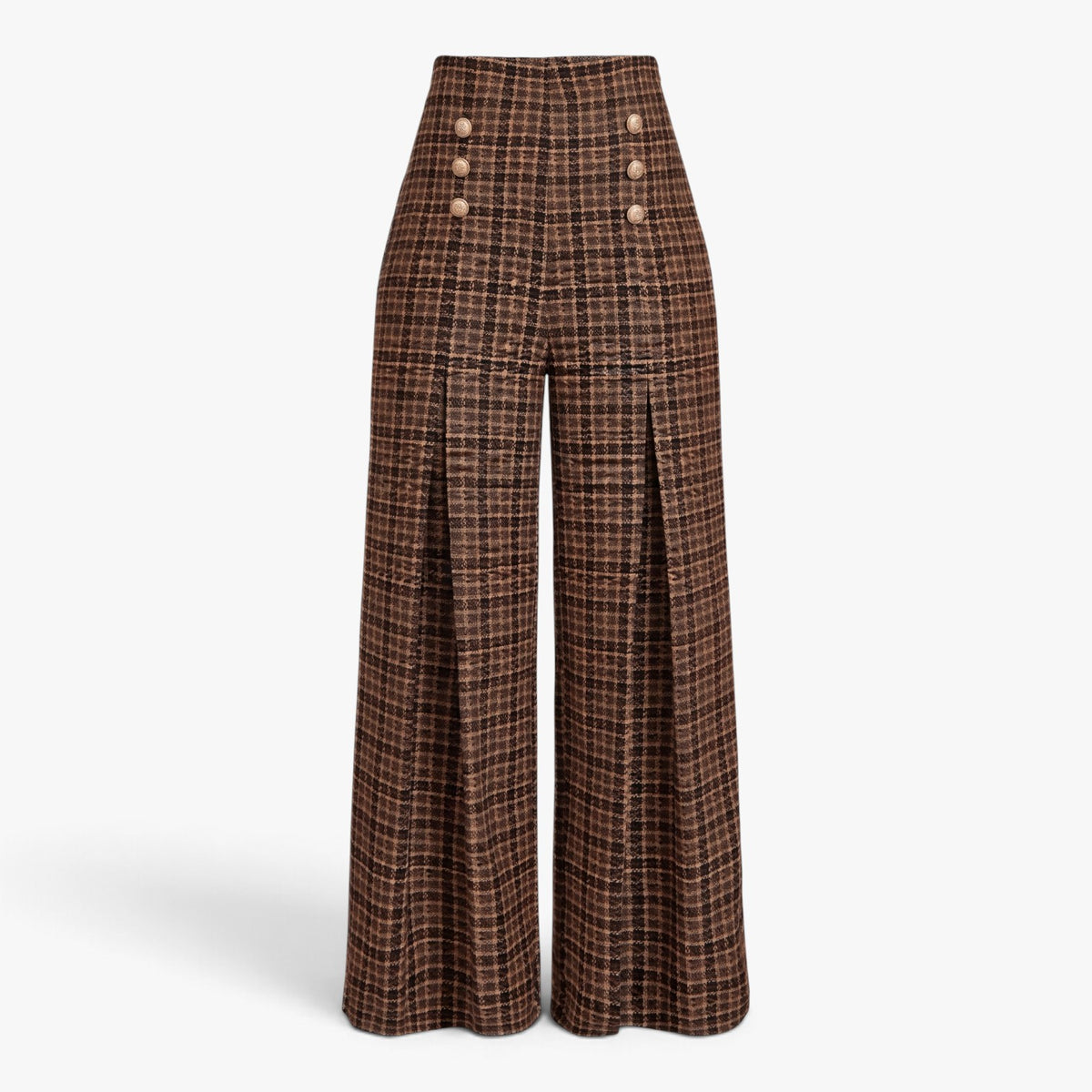 Old Fortune | Women's high-waisted plaid palazzo pants
