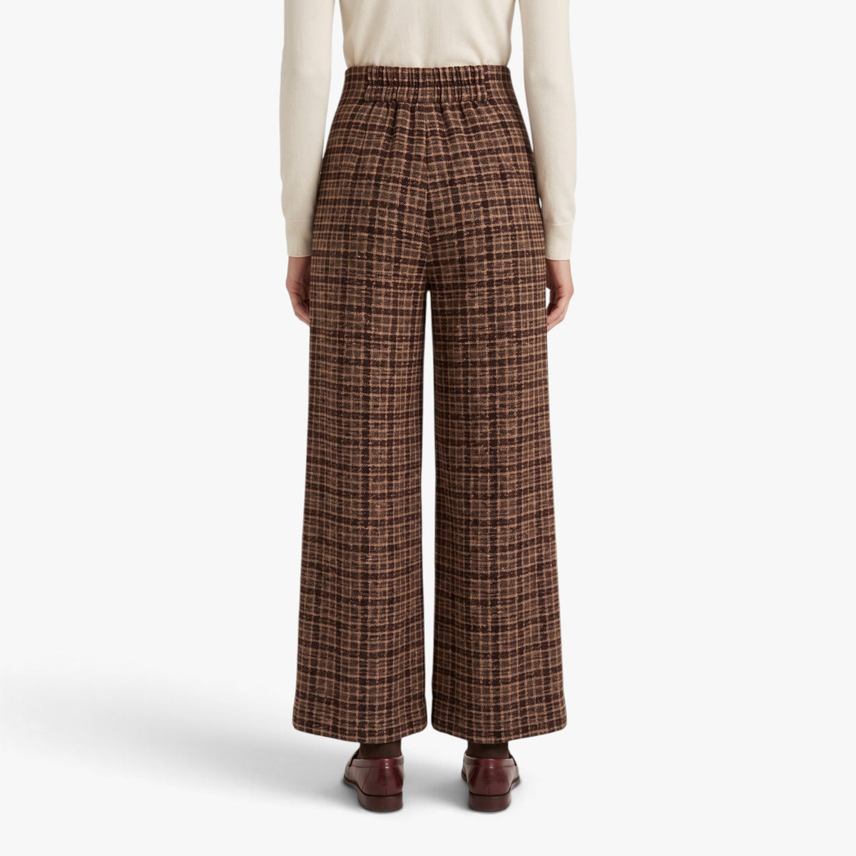 Old Fortune | Women's high-waisted plaid palazzo pants