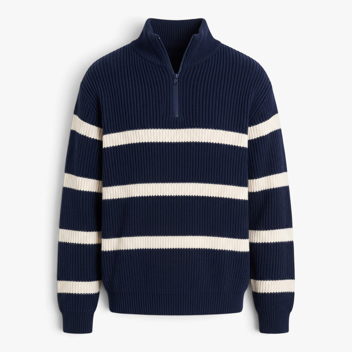 Old Fortune | Herrenpullover mit Streifen und Reißverschluss