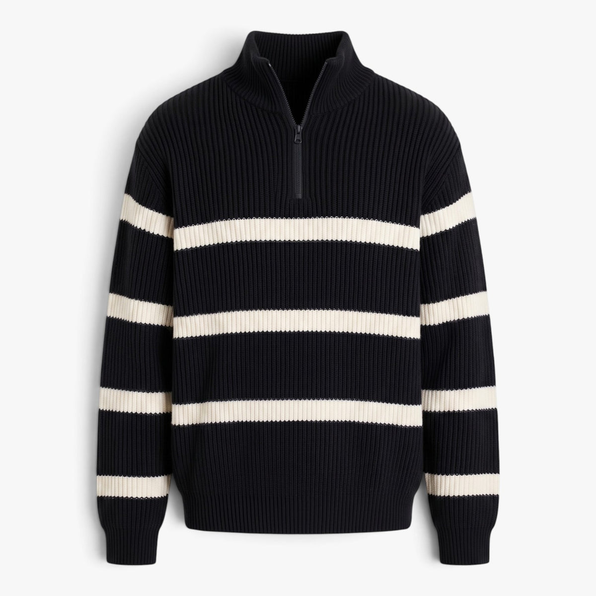 Old Fortune | Herrenpullover mit Streifen und Reißverschluss