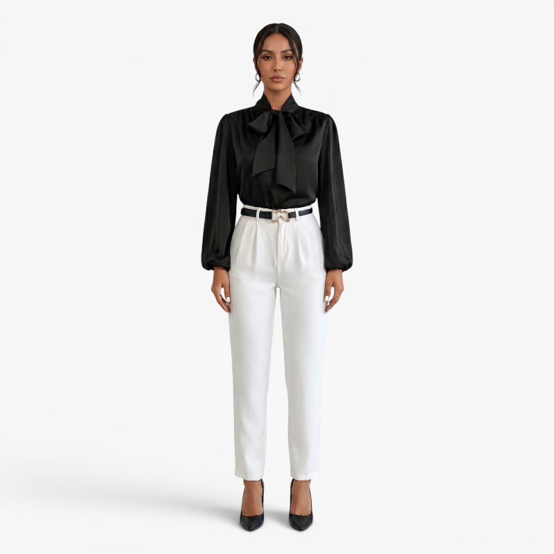 Old Fortune | Damen Satinbluse mit Schleife