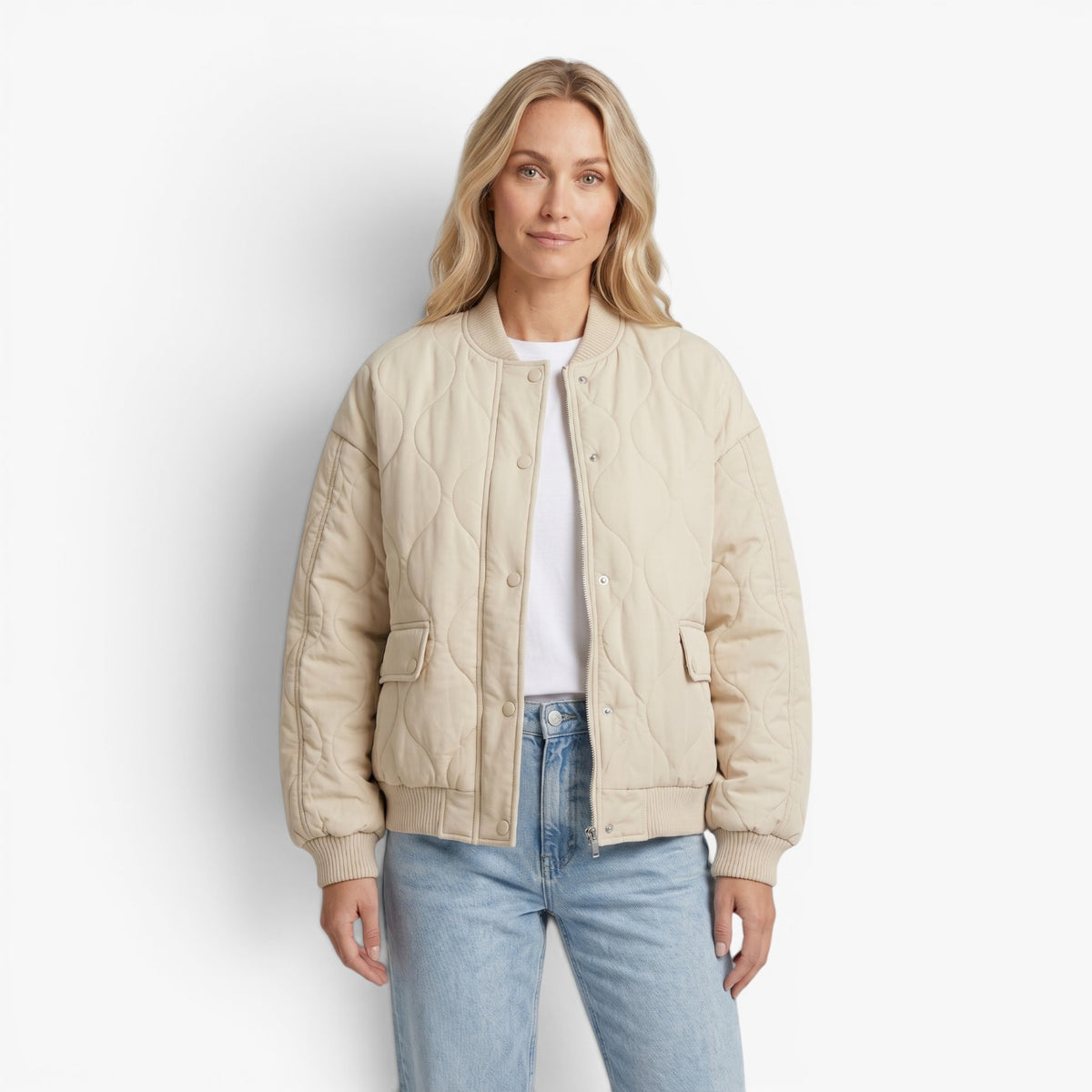 Old Fortune | Damska Pikowana Kurtka Bomber Oversize