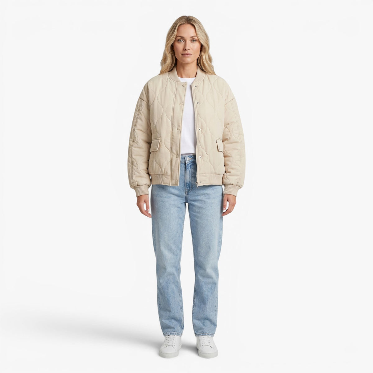 Old Fortune | Damska Pikowana Kurtka Bomber Oversize