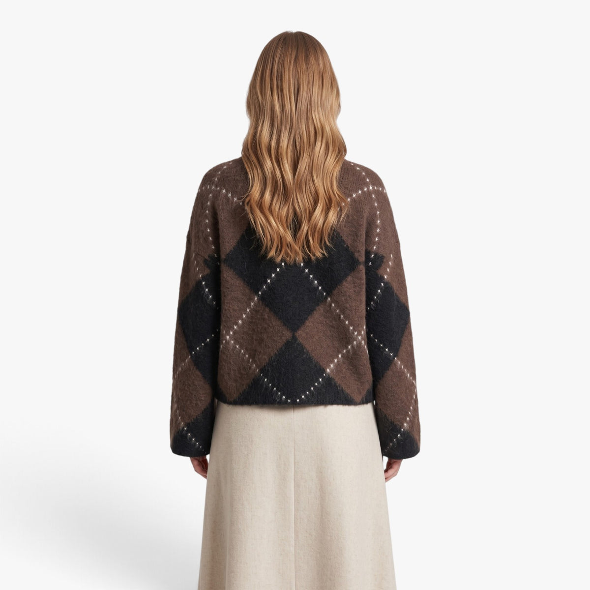 Old Fortune | Damenpullover mit Rollkragen und Argyle-Muster