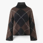 Old Fortune | Damenpullover mit Rollkragen und Argyle-Muster