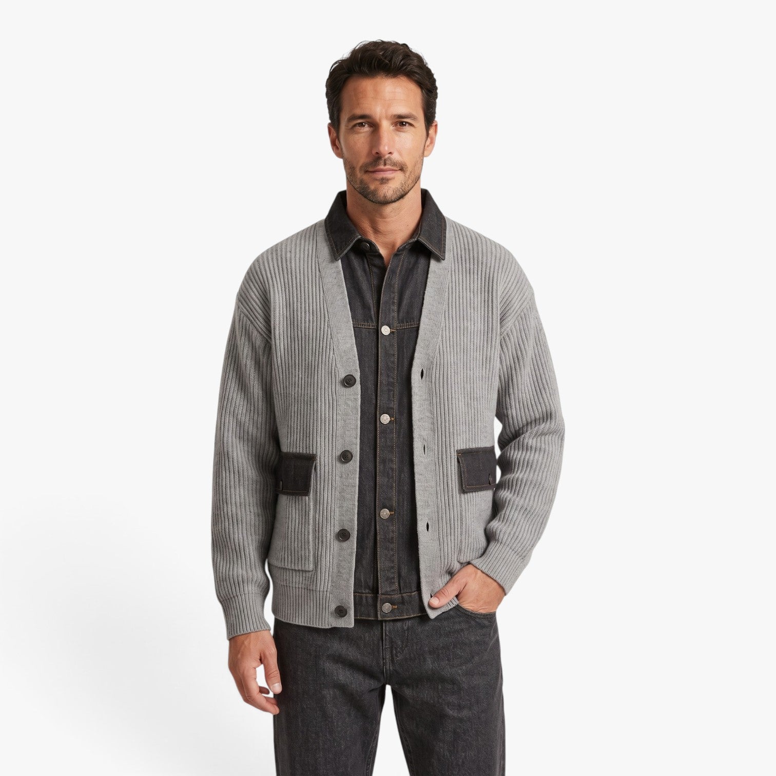 Old Fortune | Herren-Hybridjacke mit gerippter Struktur