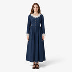 Old Fortune | Damen-Maxikleid mit Spitzenkragen