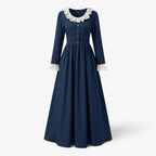 Old Fortune | Damen-Maxikleid mit Spitzenkragen