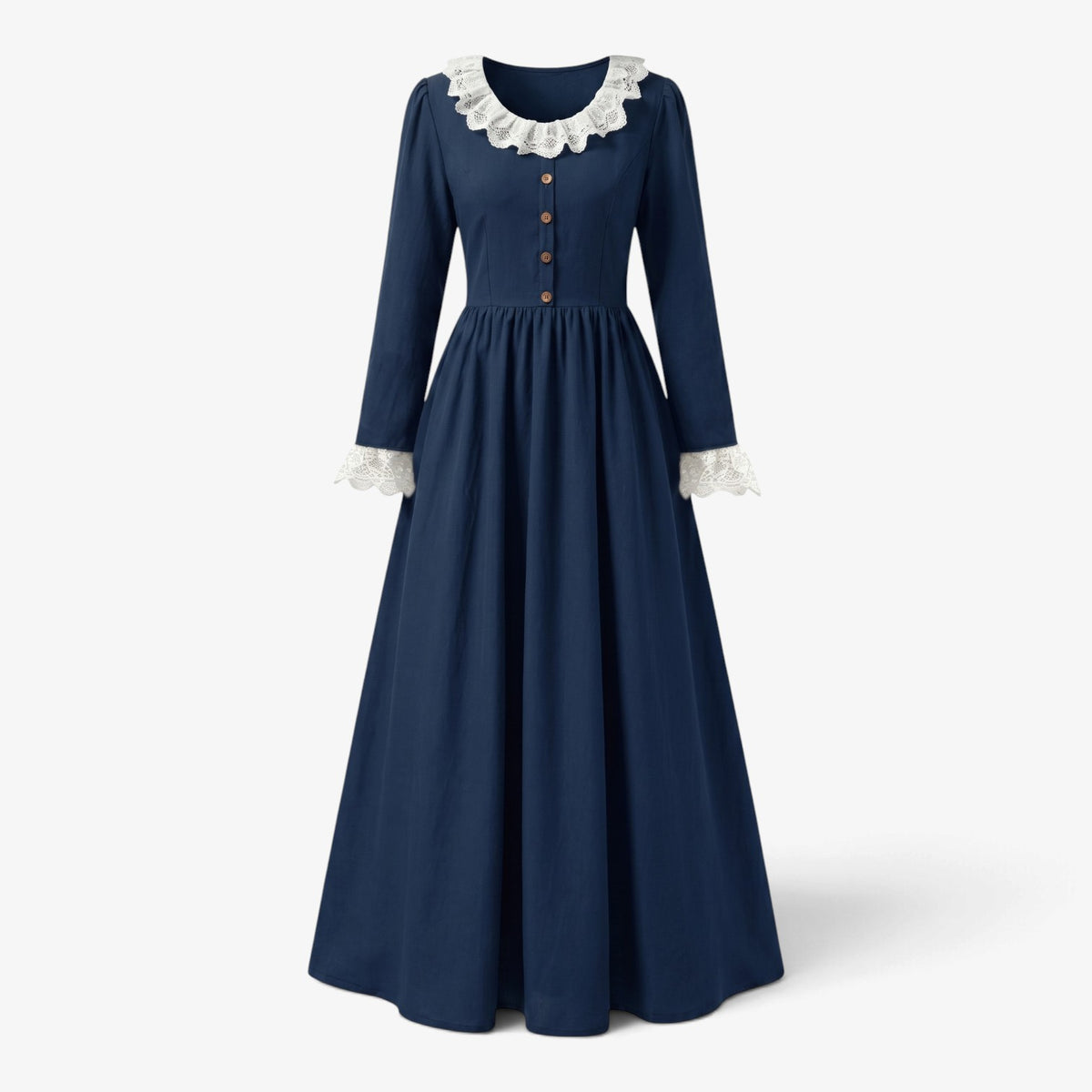 Old Fortune | Damen-Maxikleid mit Spitzenkragen