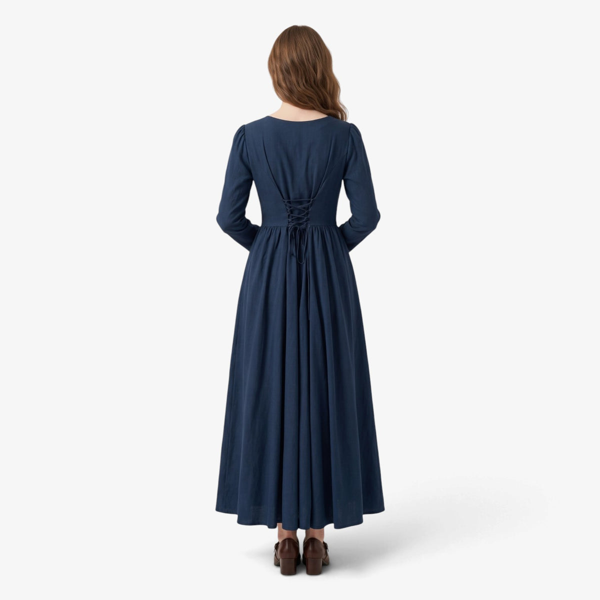 Old Fortune | Damen-Maxikleid mit Spitzenkragen