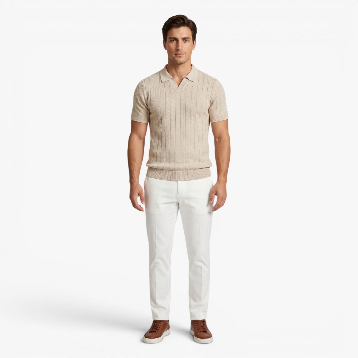Old Fortune | Heren Polo Shirt met Jacquard Patroon