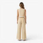 Old Fortune | Damski Letni Komplet w Pionowe Paski z Szerokimi Nogawkami