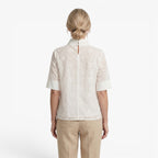 Old Fortune | Women's Elegant Blouse with Embroidered Floral Pattern and Stand-up Collar