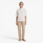 Old Fortune | Women's Elegant Blouse with Embroidered Floral Pattern and Stand-up Collar