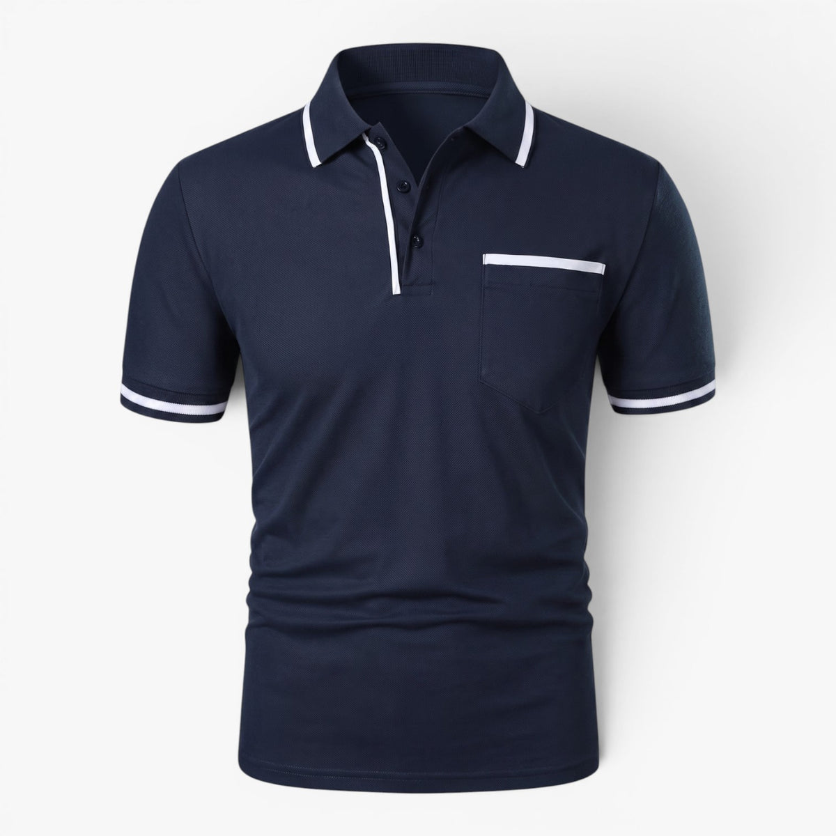 Old Fortune | Heren katoenen poloshirt met contrasterende biezen en zakje