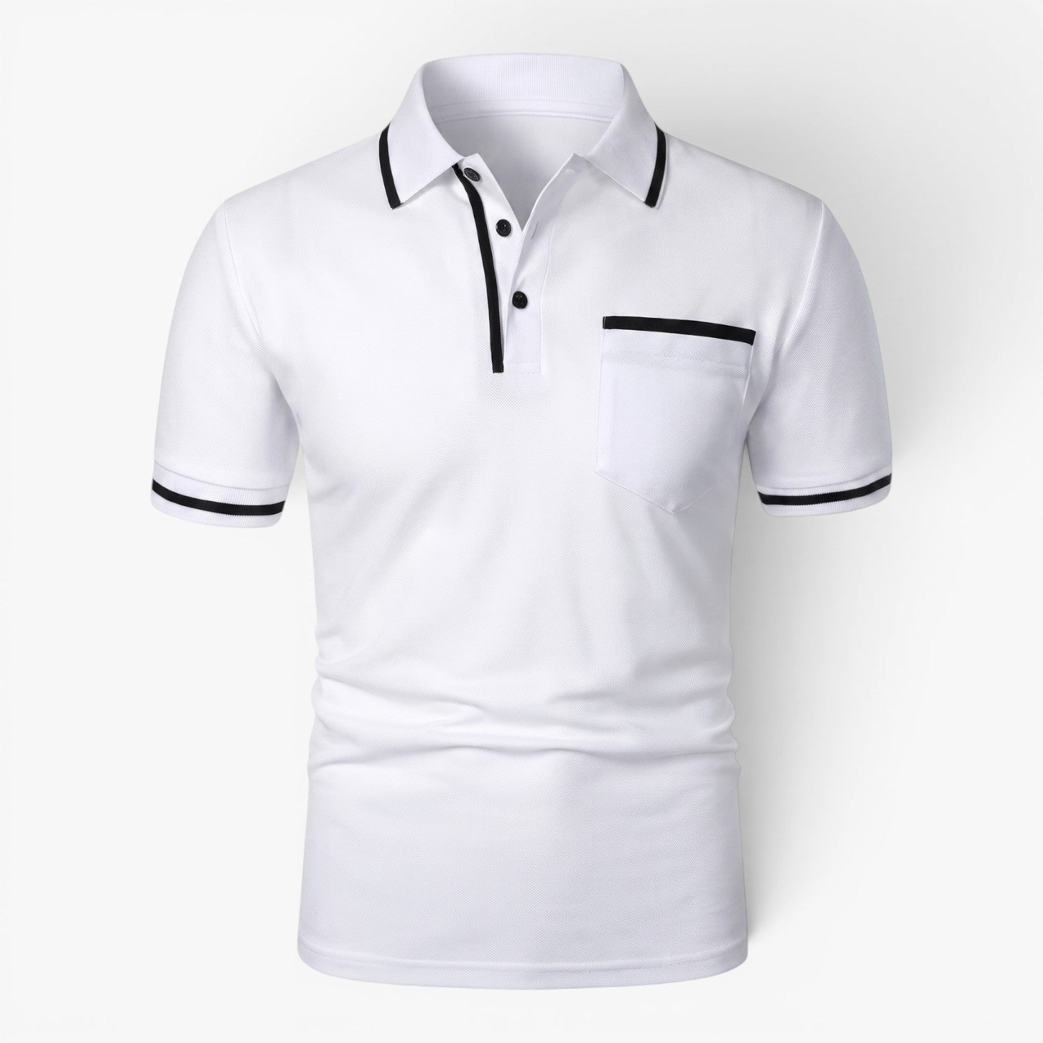 Old Fortune | Heren katoenen poloshirt met contrasterende biezen en zakje