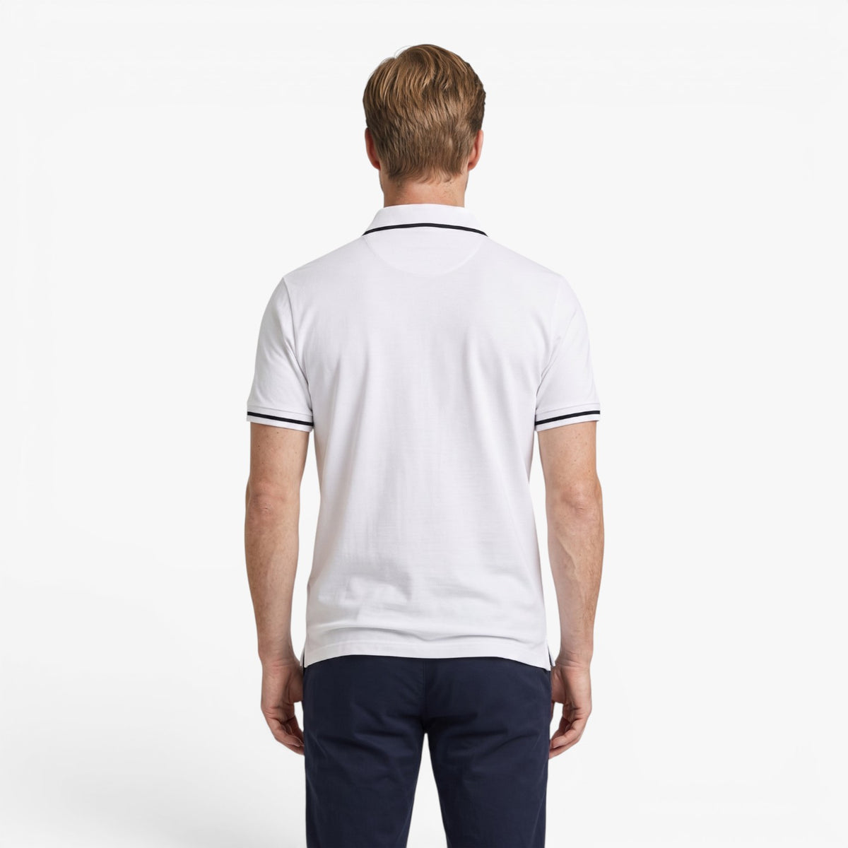 Old Fortune | Heren katoenen poloshirt met contrasterende biezen en zakje