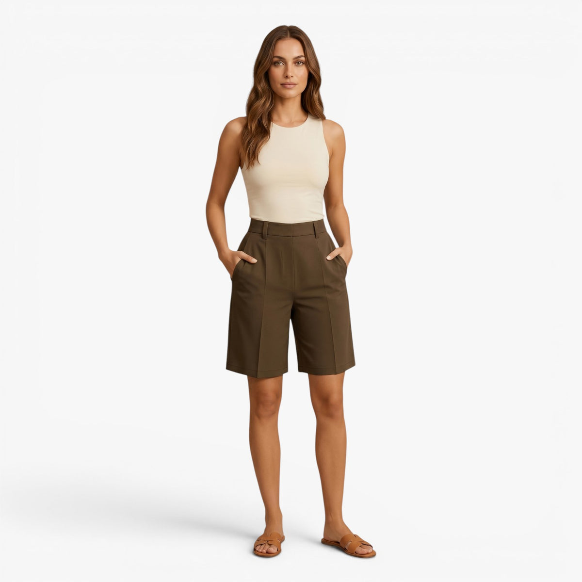Old Fortune | Women's Elegant High-Waisted Bermuda Shorts
