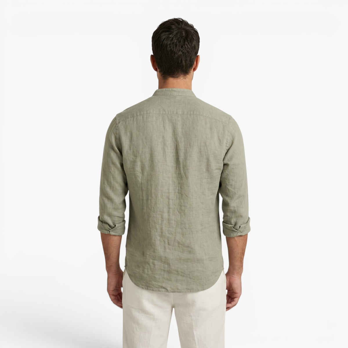 Old Fortune | Heren linnen overhemd met opstaande kraag casual  