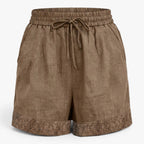 Old Fortune | Women's Shorts with Ruched Waist and Tie