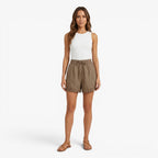 Old Fortune | Women's Shorts with Ruched Waist and Tie