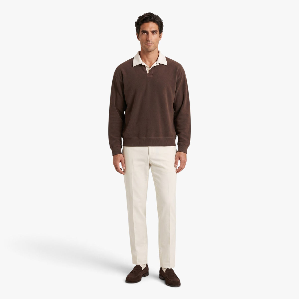Old Fortune | Men's sweatshirt with a contrasting polo collar