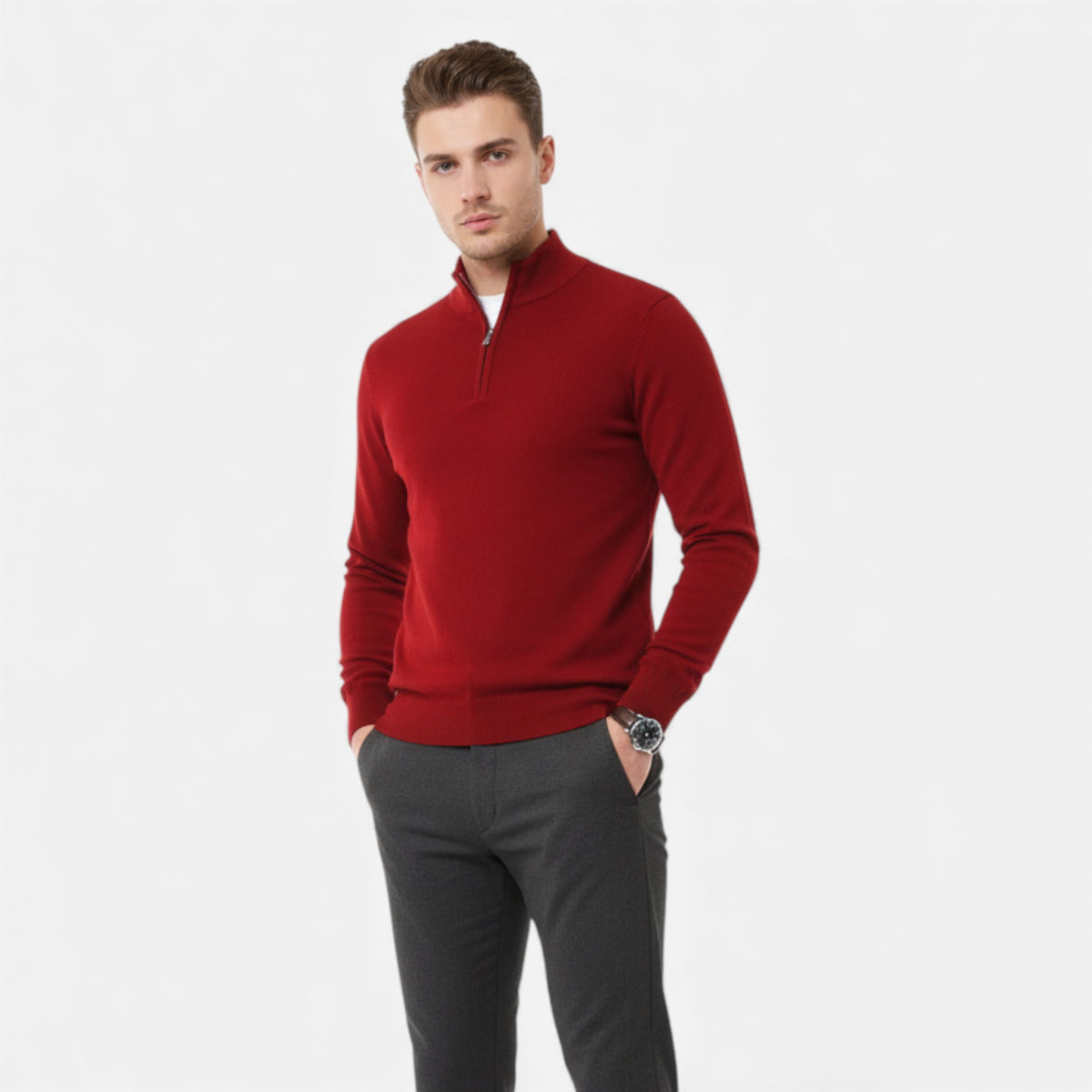 Old Fortune | Męska Kardigan Dzianinowy Half-Zip