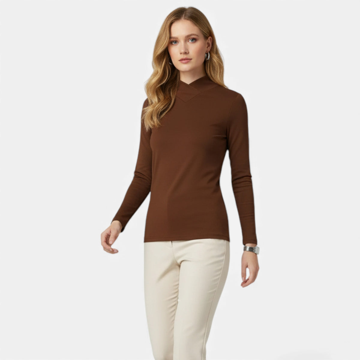 Old Fortune | Damenbluse mit hohem Kragen