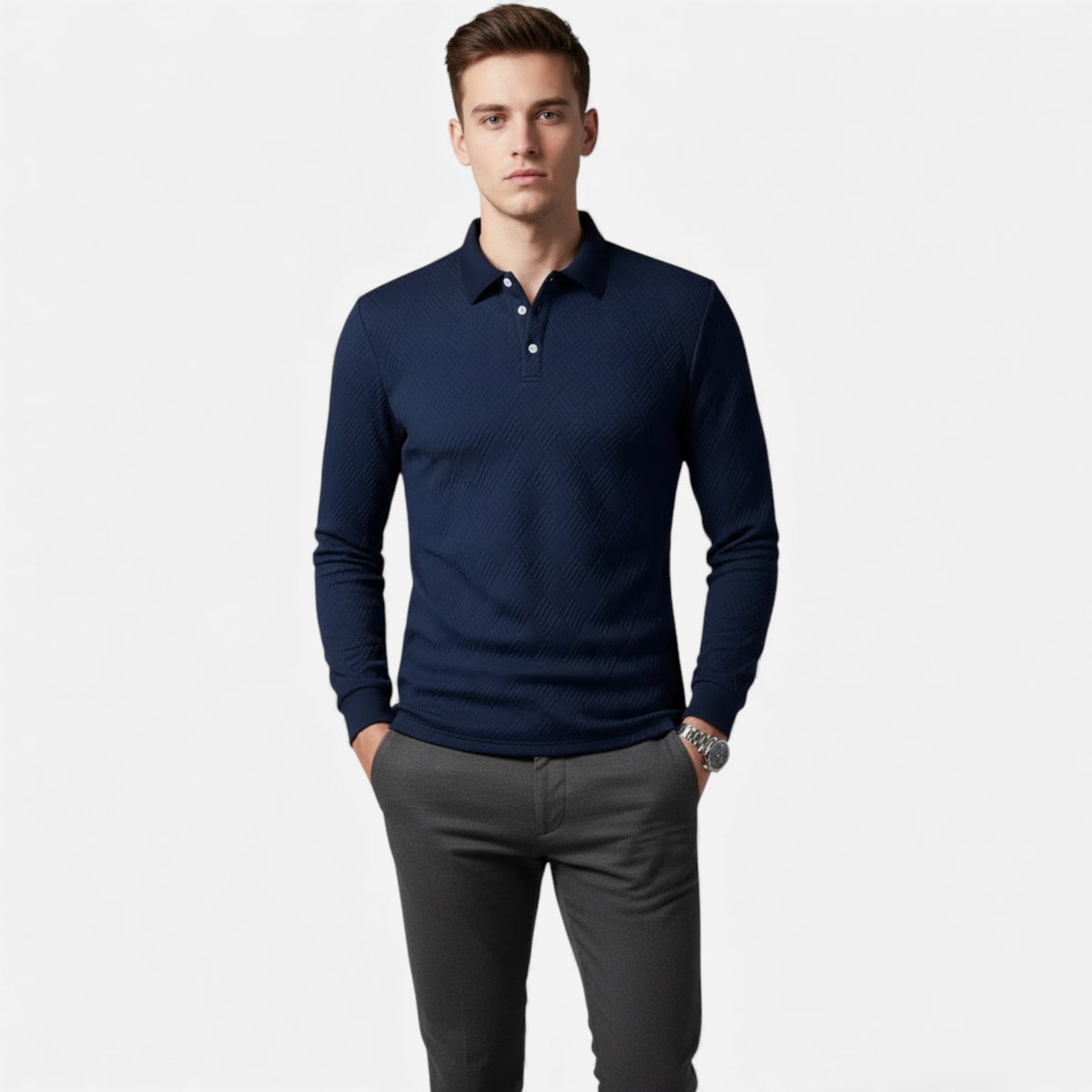 Old Fortune | Men's Long Sleeve Polo Shirt