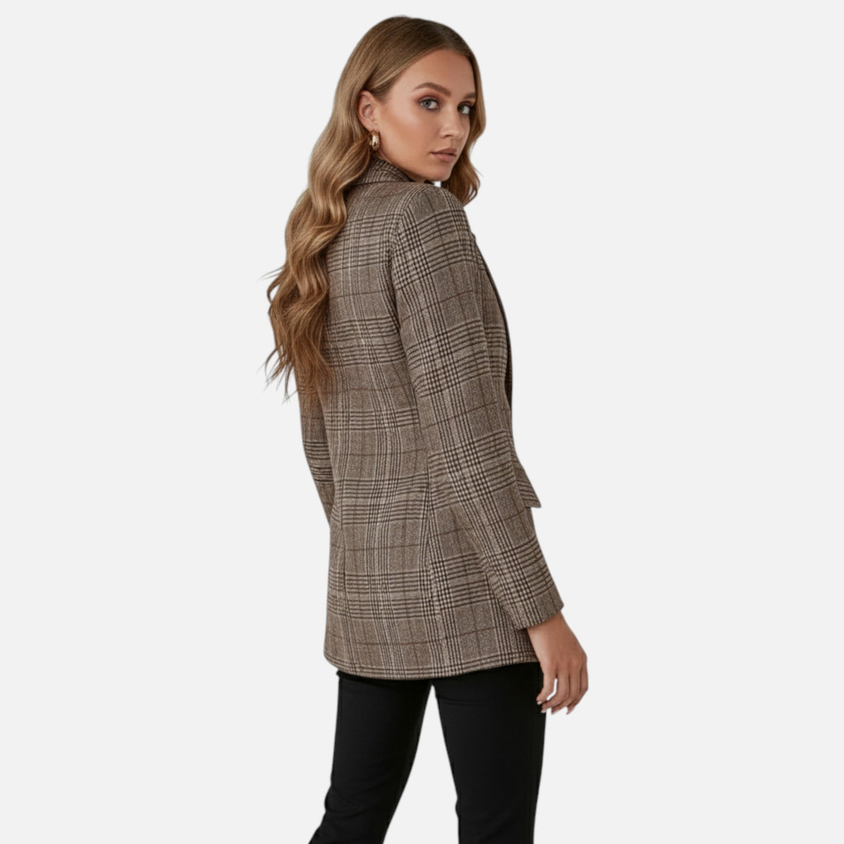 Old Fortune | Damski Blazer w Kratę z Klapami
