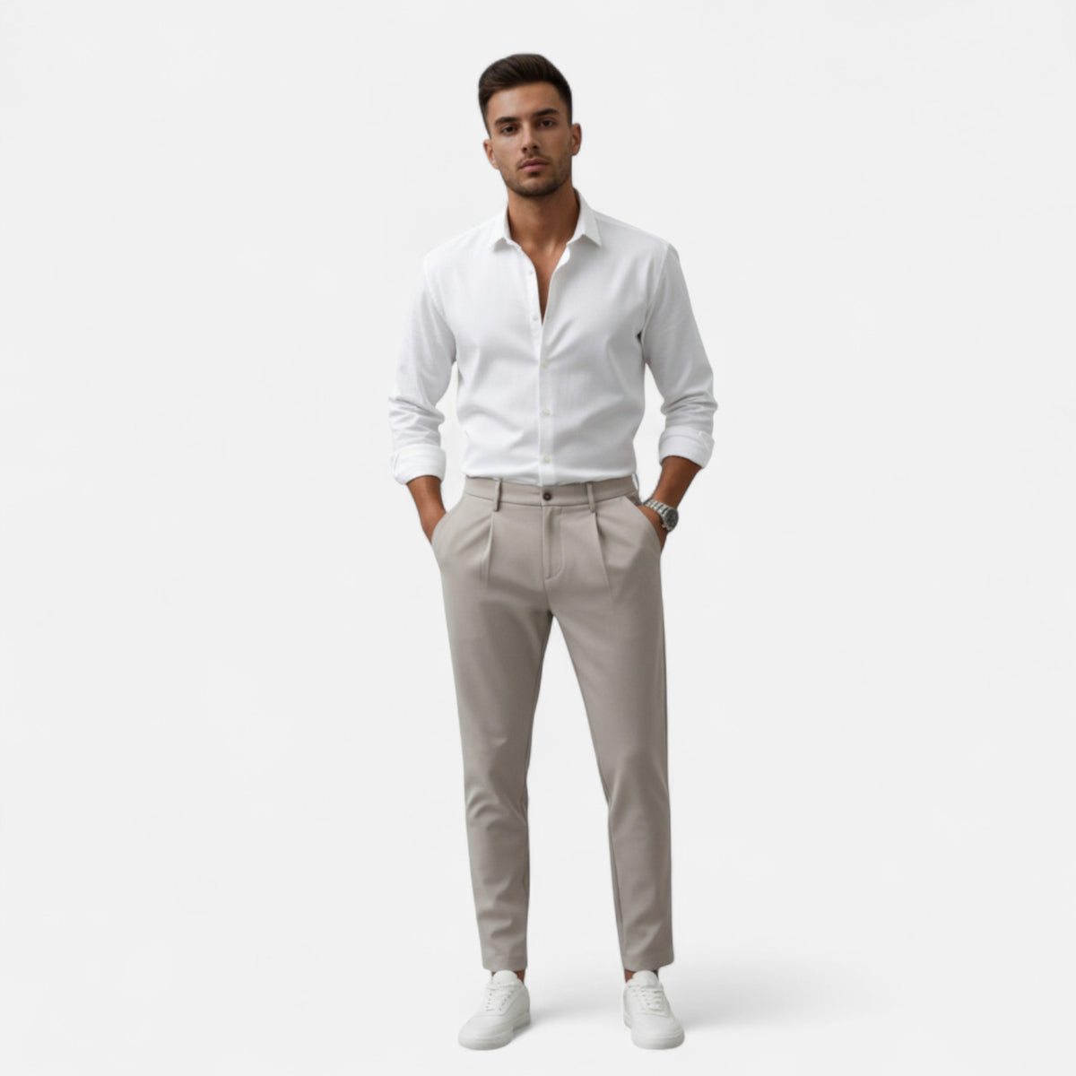 Old Fortune | Męskie Spodnie – Klasyczne Business Casual Regular Fit