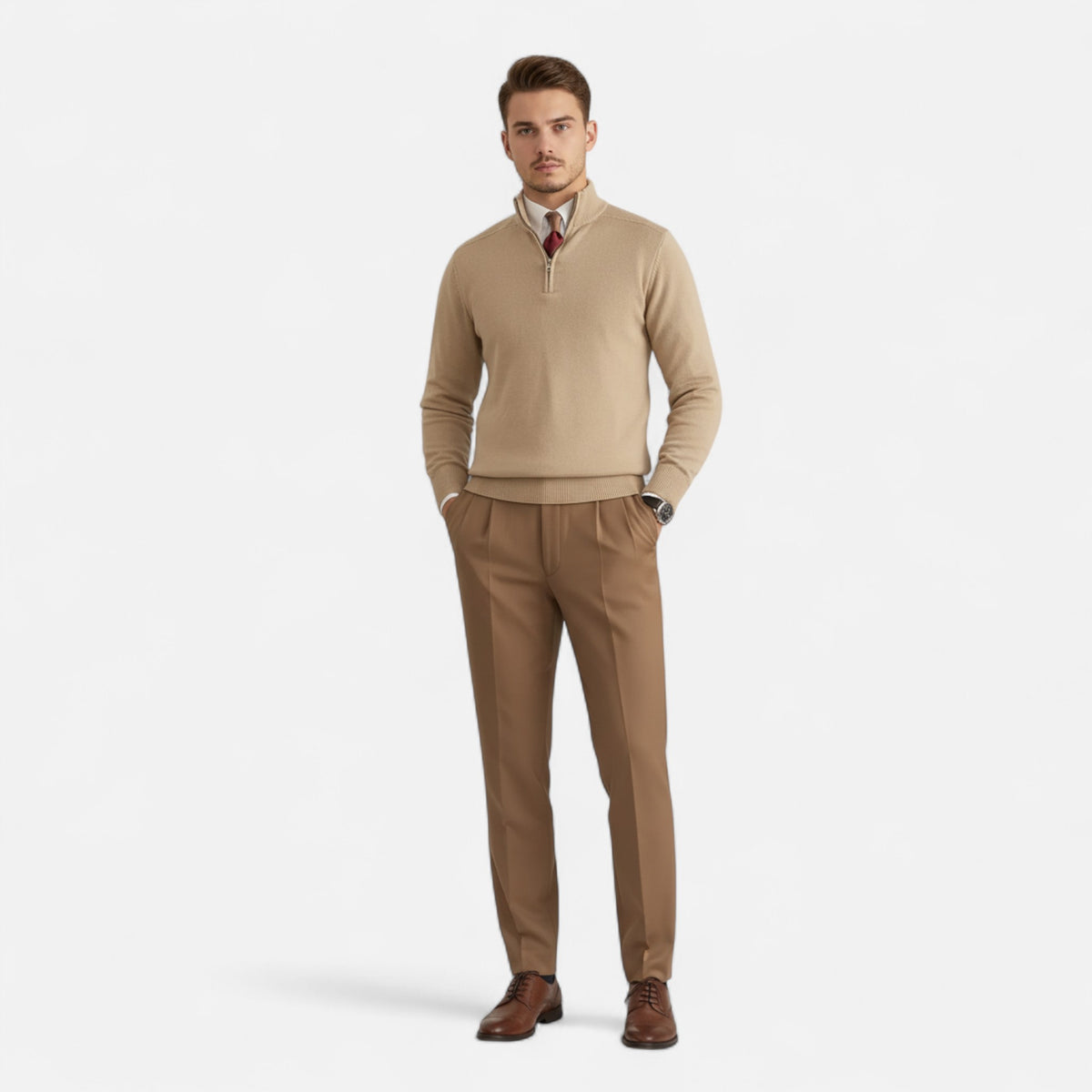Old Fortune | Men's Thermal Sweater – Zip Mock Neck