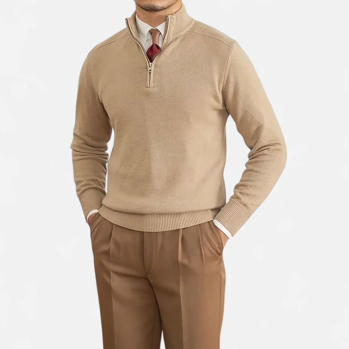 Old Fortune | Men's Thermal Sweater – Zip Mock Neck