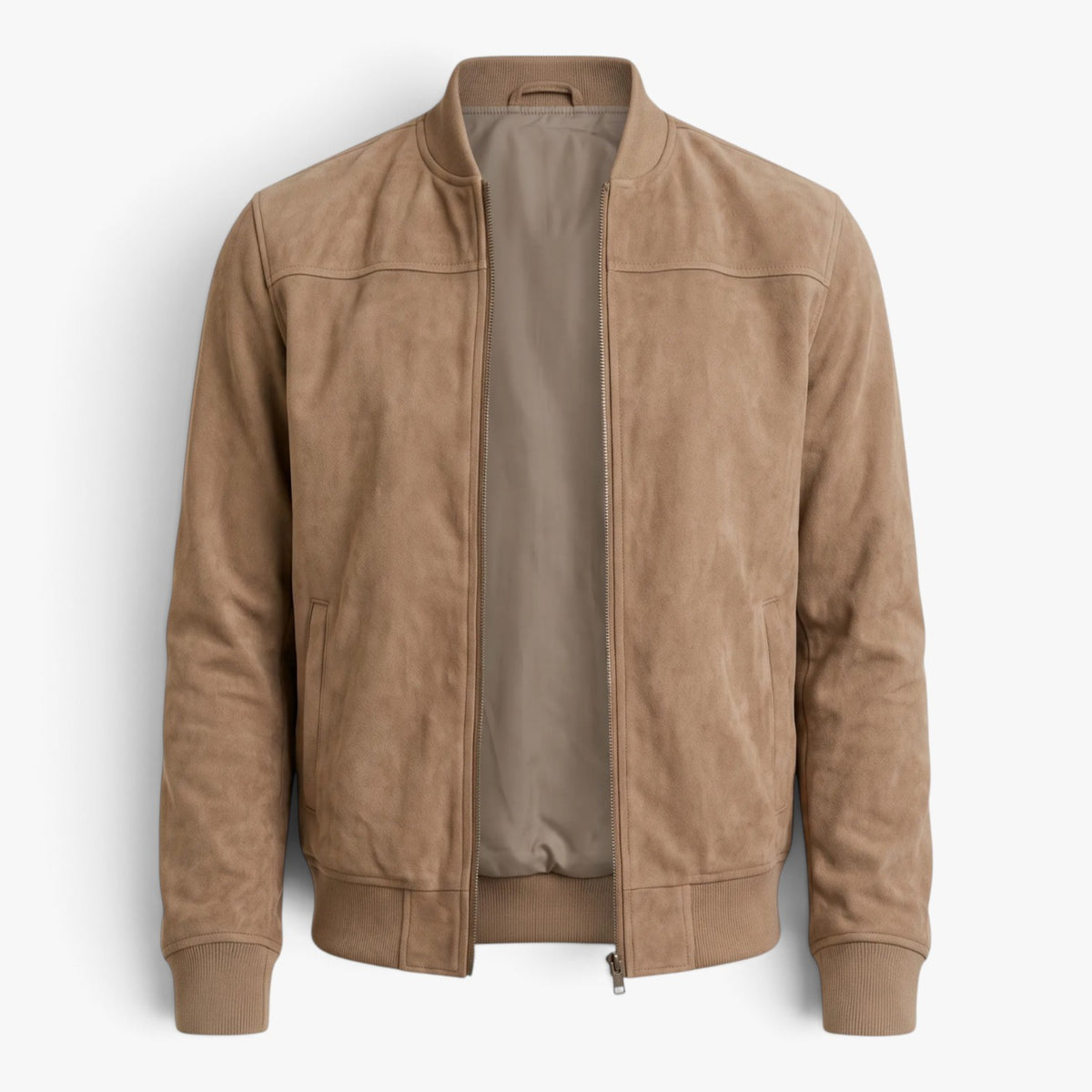 Old Fortune | Lässige Herrenjacke mit Velourslederdetails und Reißverschluss