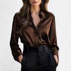 Old Fortune | Elegante Damen-Satinbluse mit Kragen  